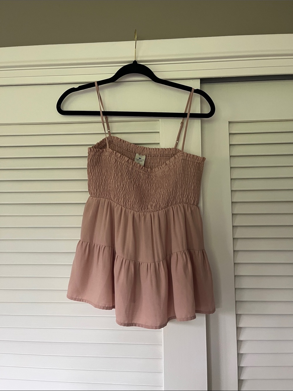 Smocked Tiered Spaghetti Strap Tank Top - Blush